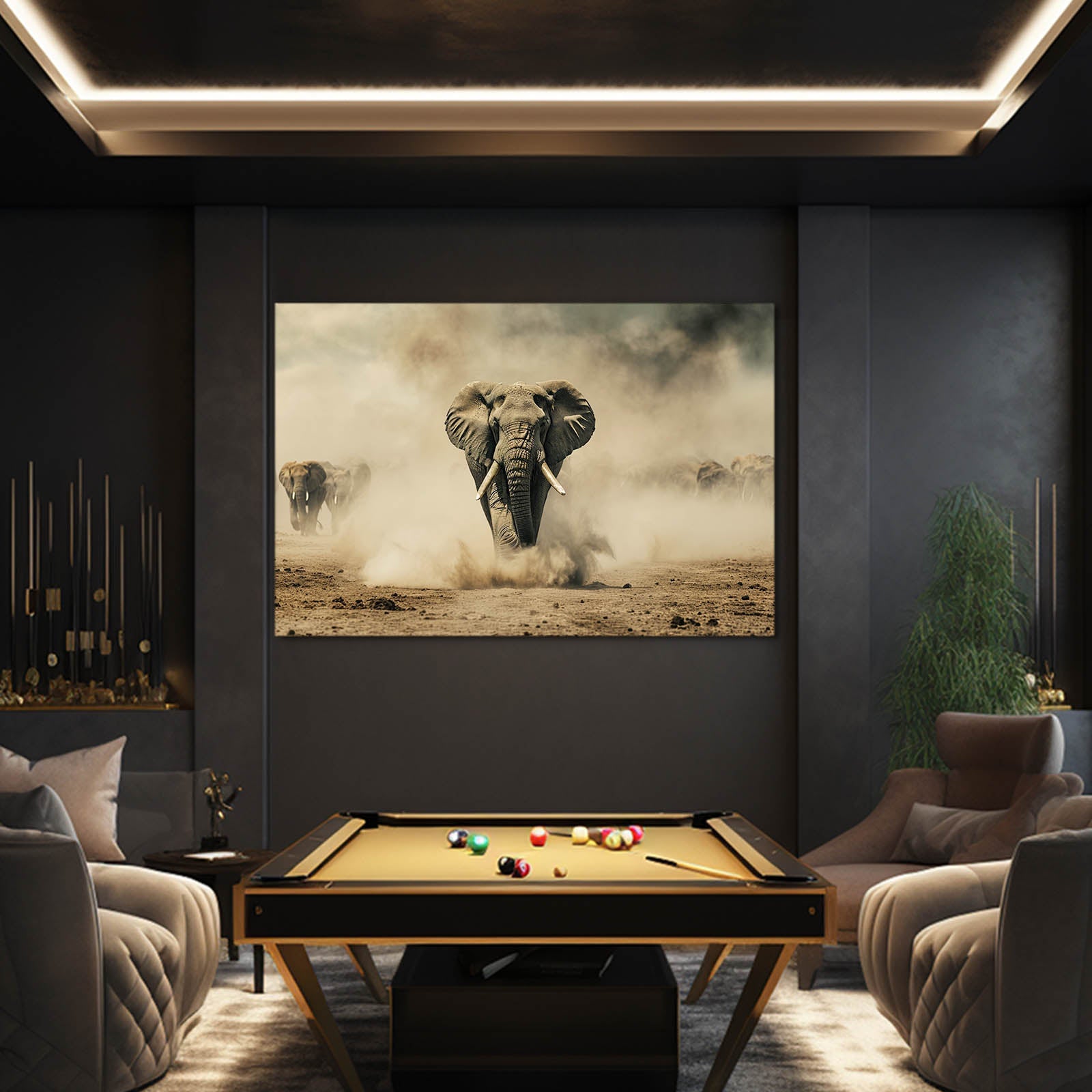 Elephant Dust Storm Wall Art