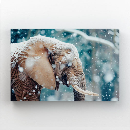 Elephant In Snowfall Art