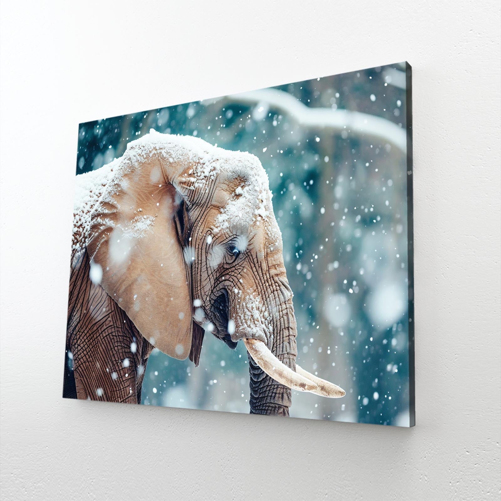 Elephant In Snowfall Art