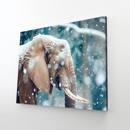 Elephant In Snowfall Art