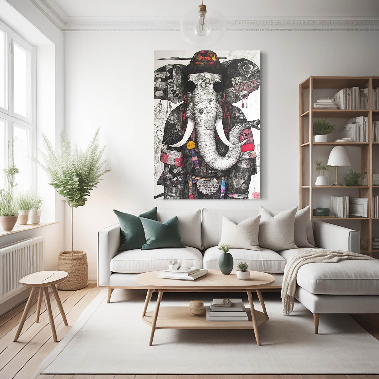 Elephant Line Art Collage