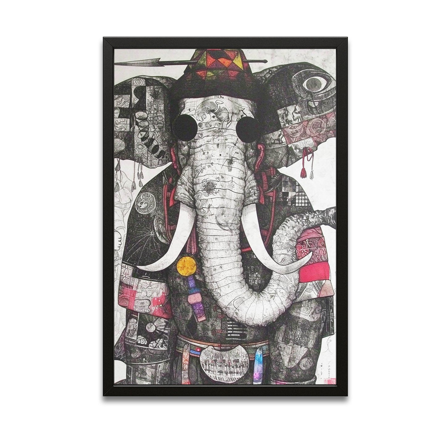 Elephant Line Art Collage