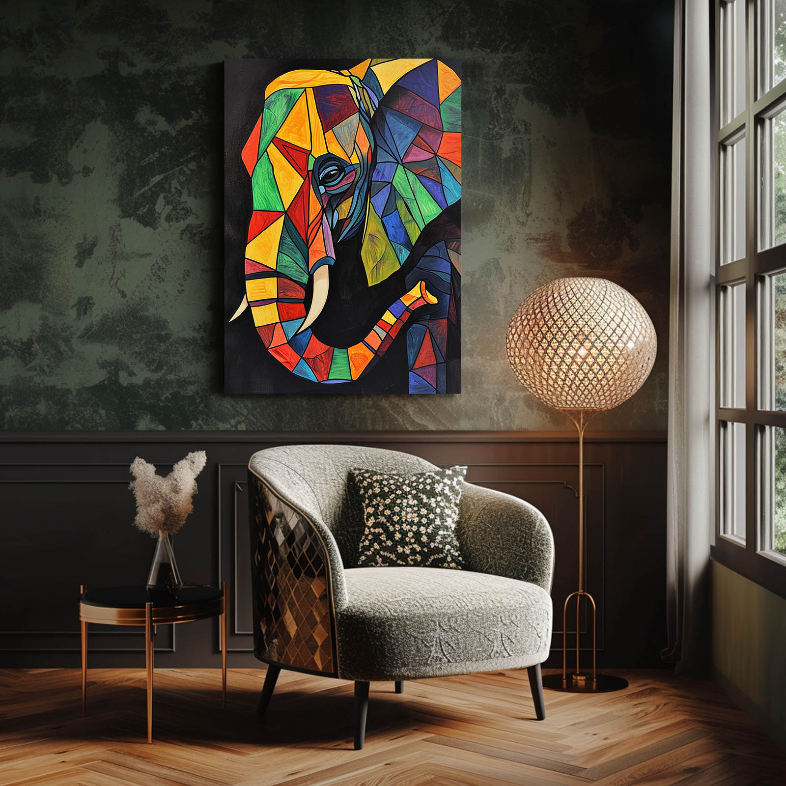 Elephant Mosaic Pop Art Style
