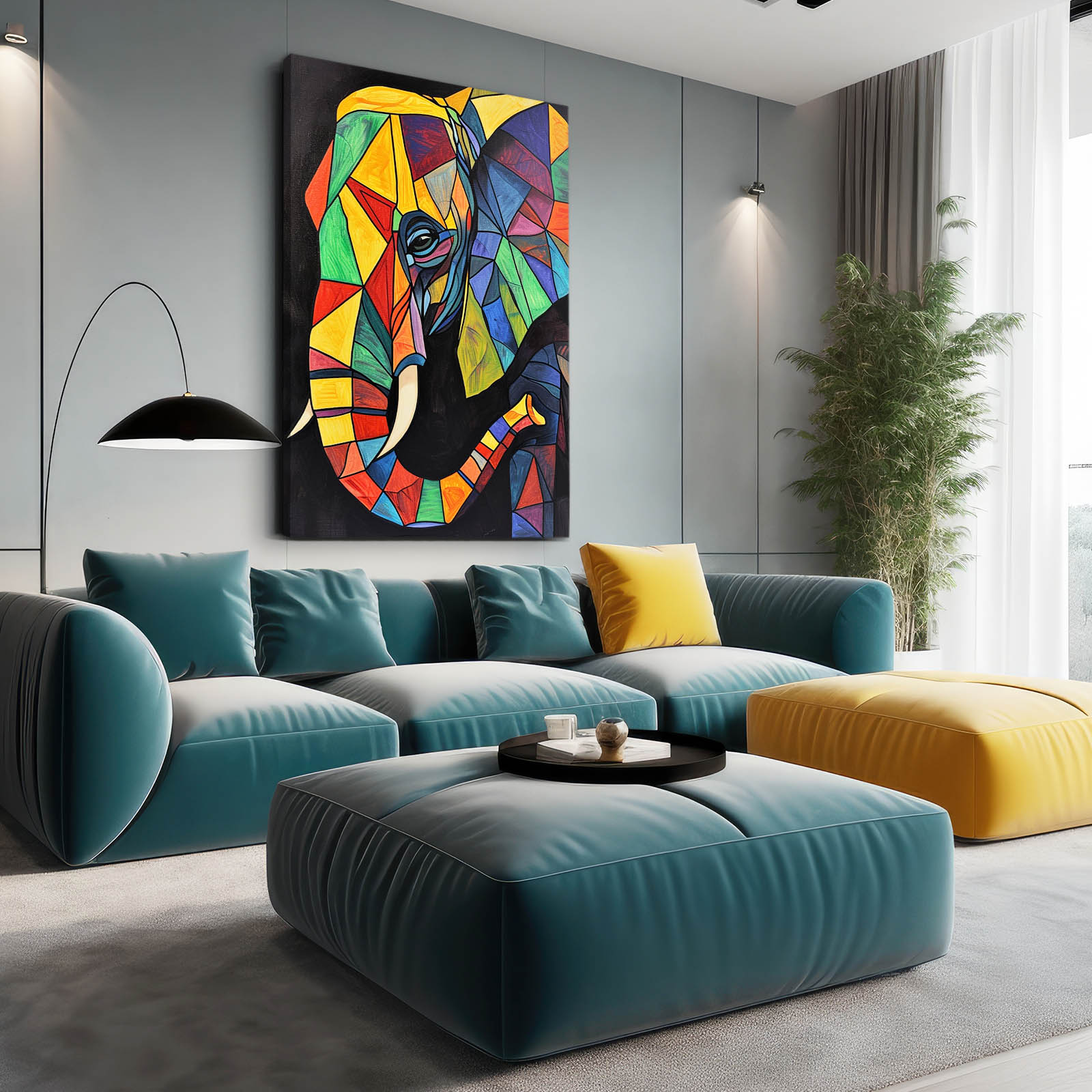 Elephant Mosaic Pop Art Style