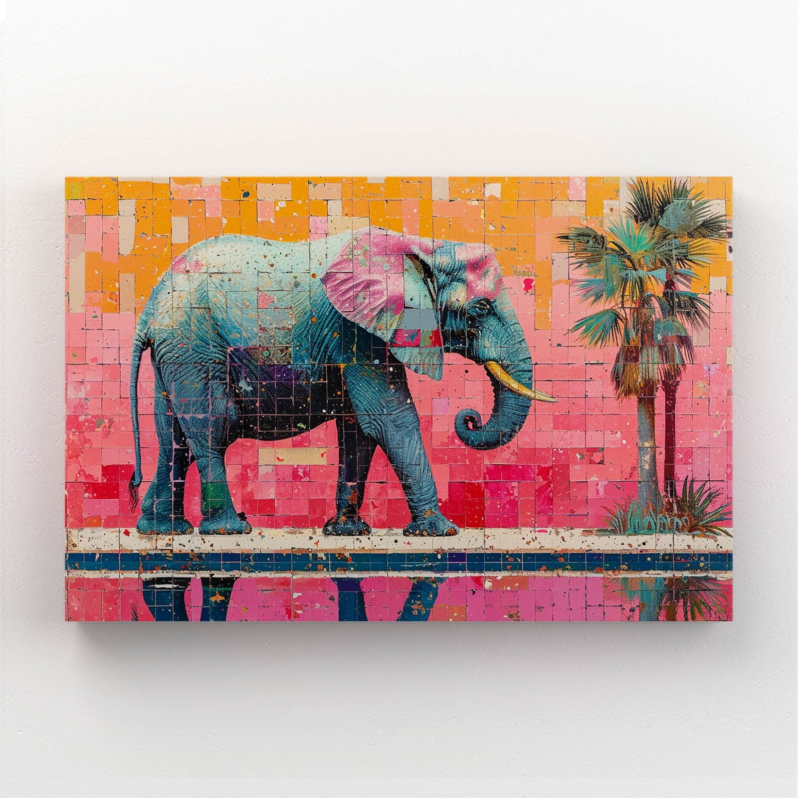 Elephant Poolside Mosaic Art