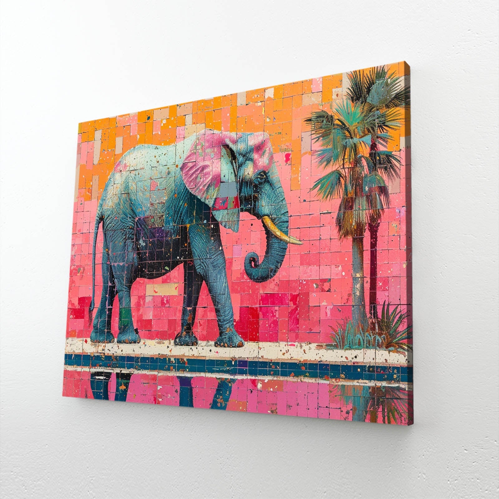 Elephant Poolside Mosaic Art