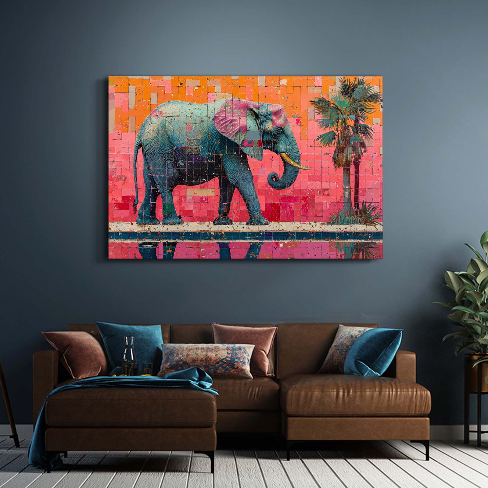 Elephant Poolside Mosaic Art
