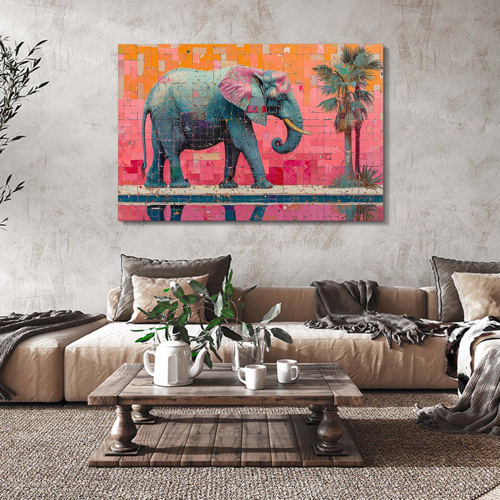 Elephant Poolside Mosaic Art