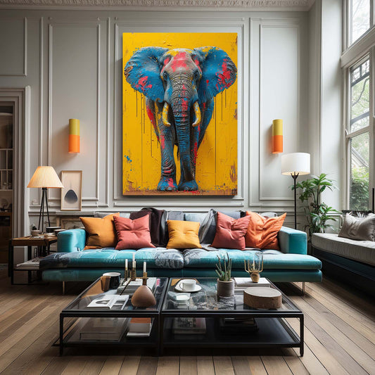 Elephant Street Style Art — contemporary canvas print in orange tones, view 3