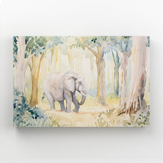 Elephant Watercolor Forest Art