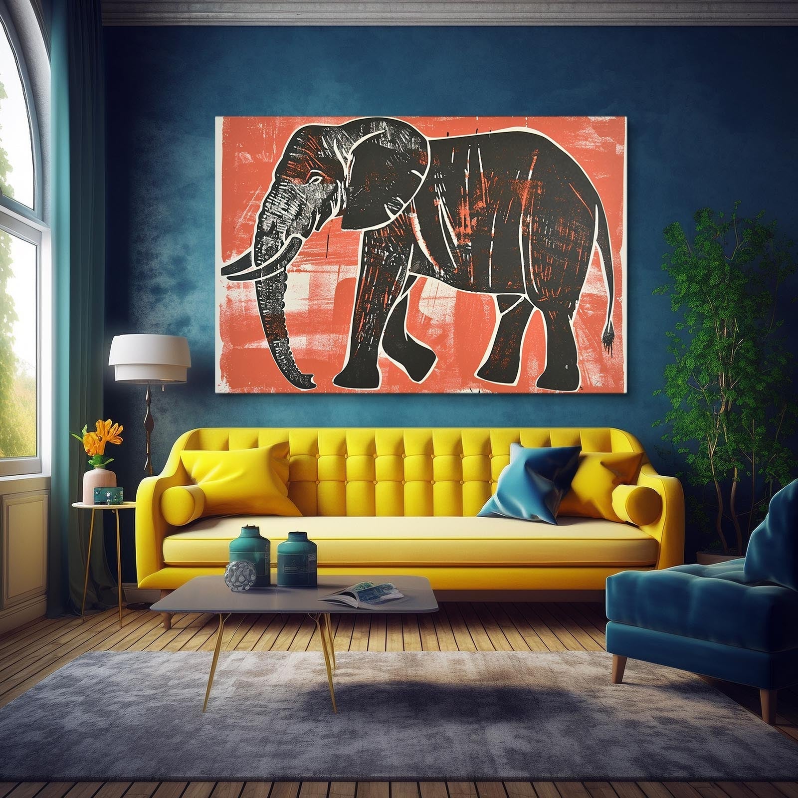 Elephant Woodcut Wall Art