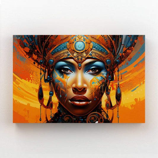 Empress of Light African Artwork — african art canvas print in orange tones