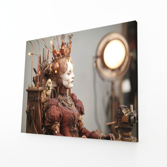Empress Throne Figure Steampunk Canvas – angled canvas view on white background