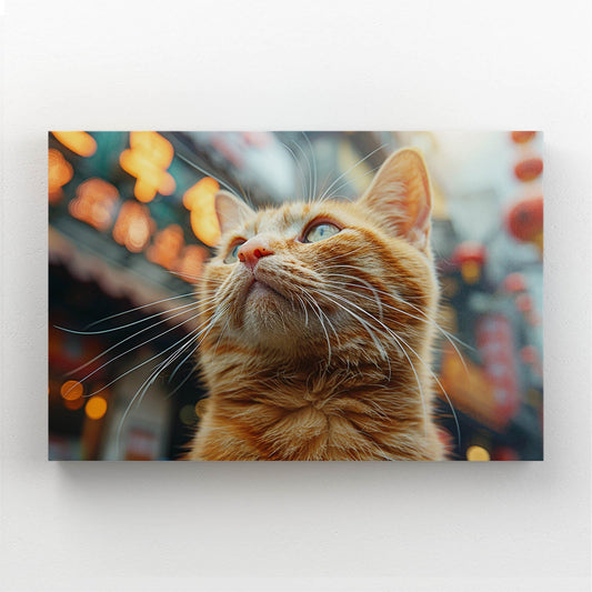 Evening Street Cat Wall Art — photography canvas print in brown tones