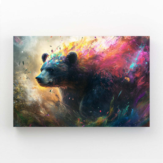 Fantasy Bear Art — digital canvas print in blue tones, angled canvas view on white background