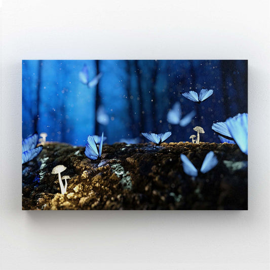 Fantasy Butterfly Wall Art — digital canvas print in blue tones
