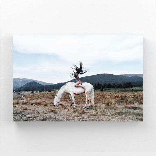 Field Horse Artwork — contemporary canvas print, angled canvas view on white background