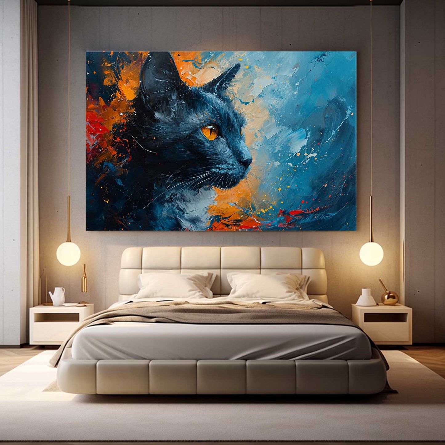 Fiery Ice Cat Wall Art