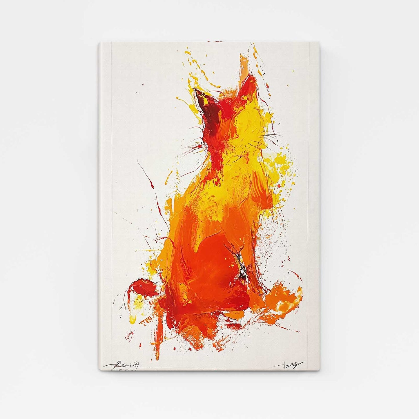 Fiery Silhouette Cat Wall Art