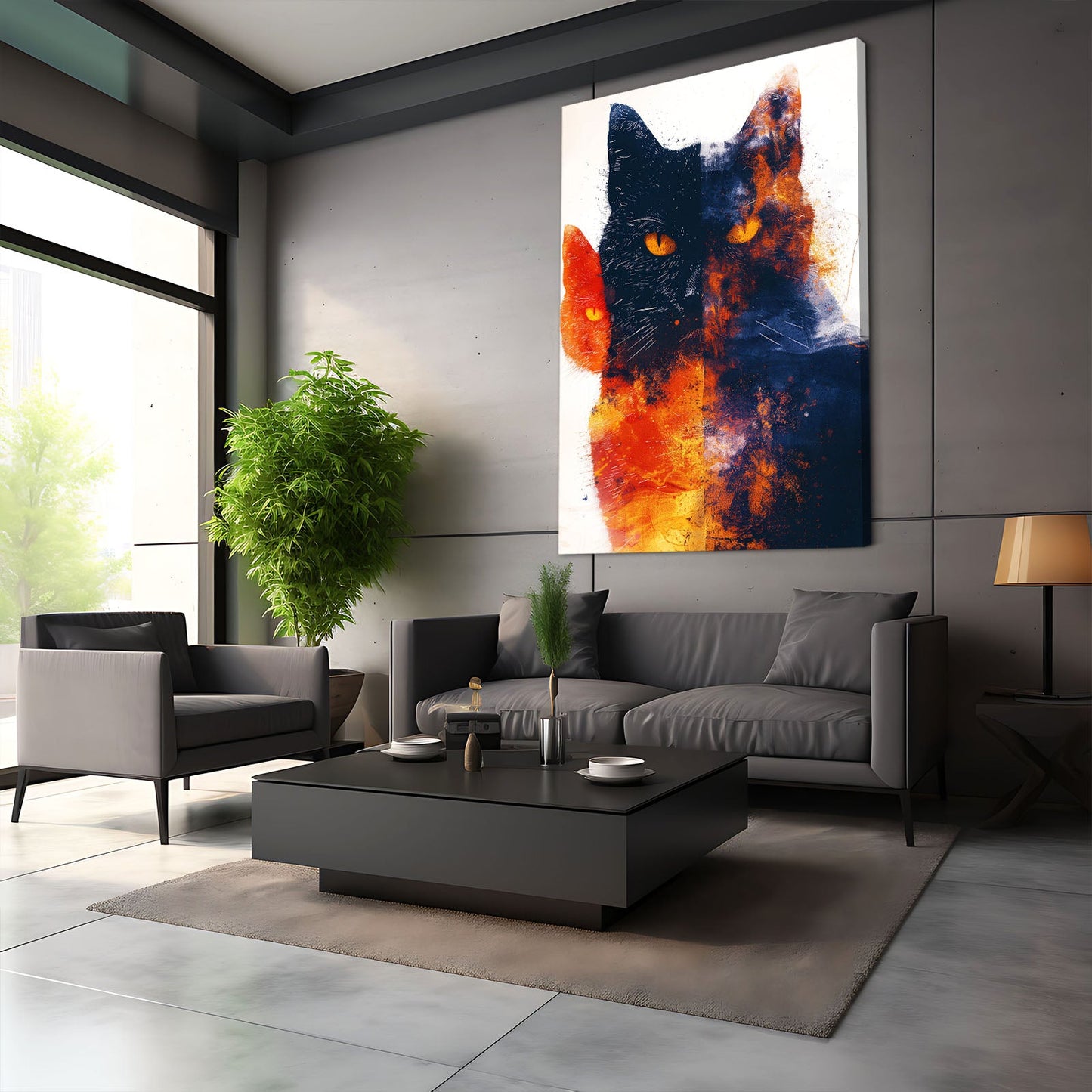 Fire and Shadow Cat Wall Art