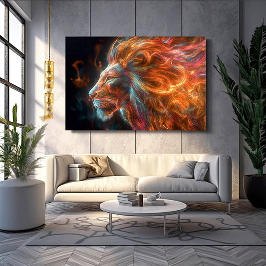 Fire Lion Art — digital canvas print in orange tones, view 3