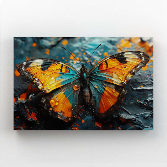 Firestroke Butterfly Wall Art — digital canvas print in blue tones