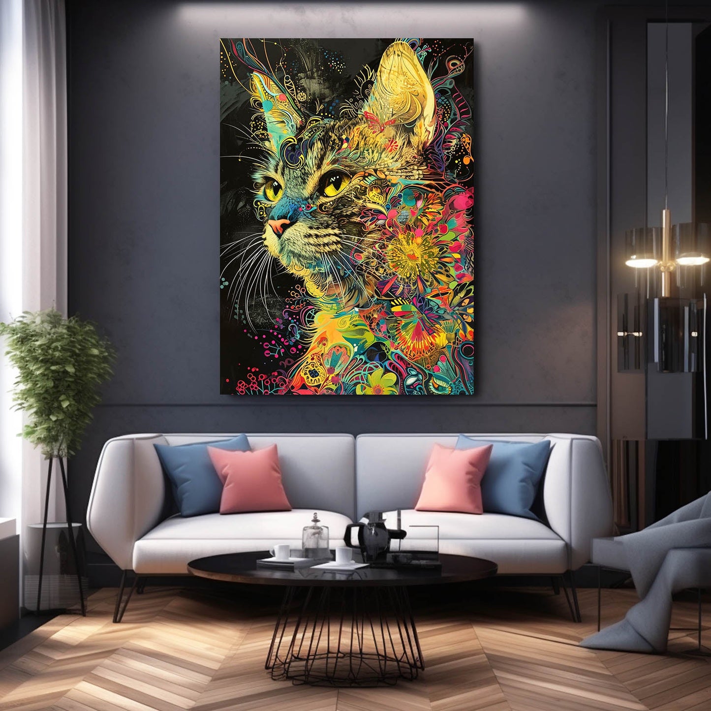 Floral Dream Cat Wall Art