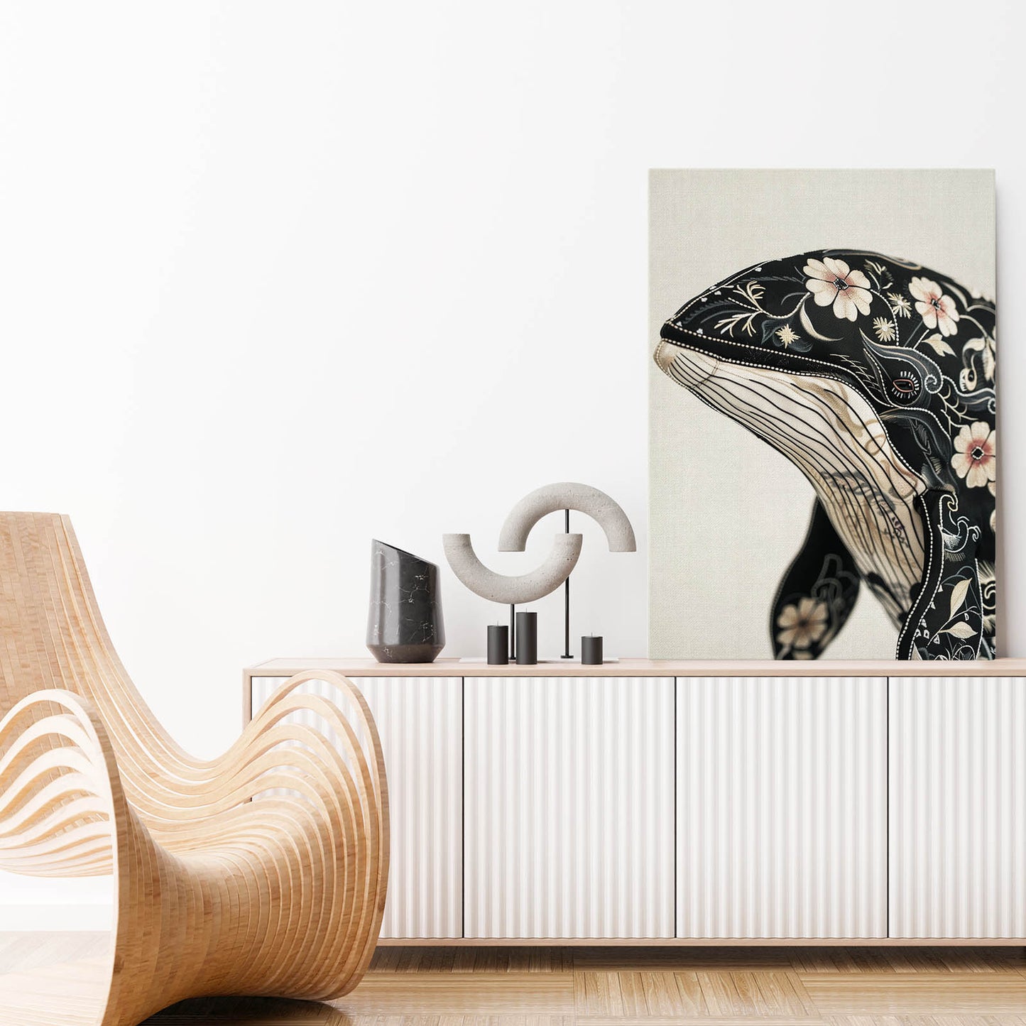 Floral Elegance Whale Art