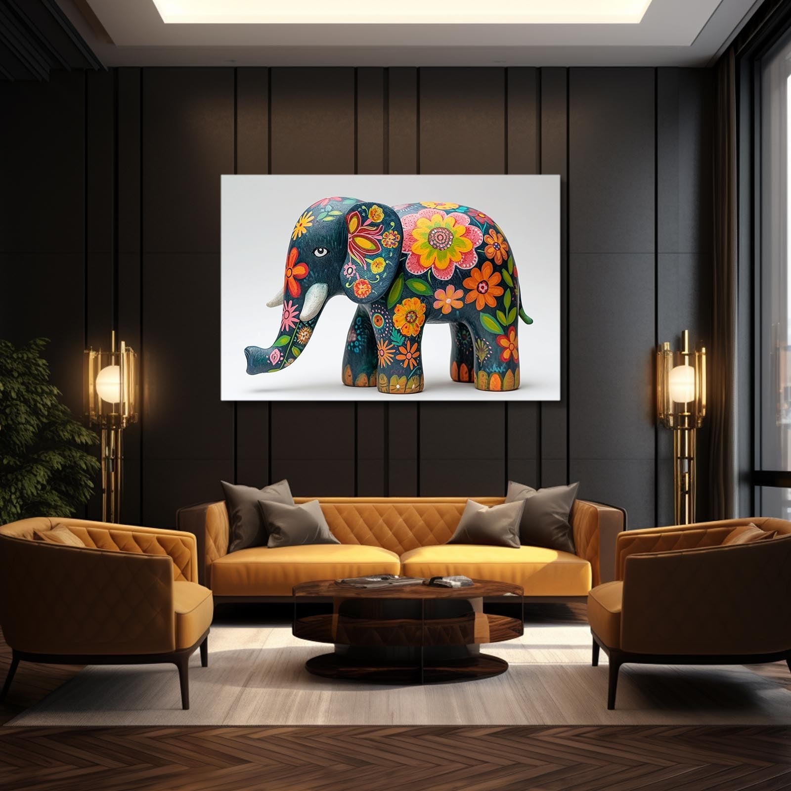 Floral Elephant Decorative Art