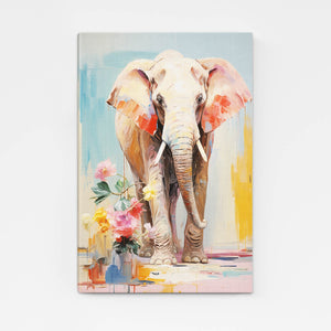 Floral Pastel Elephant Art