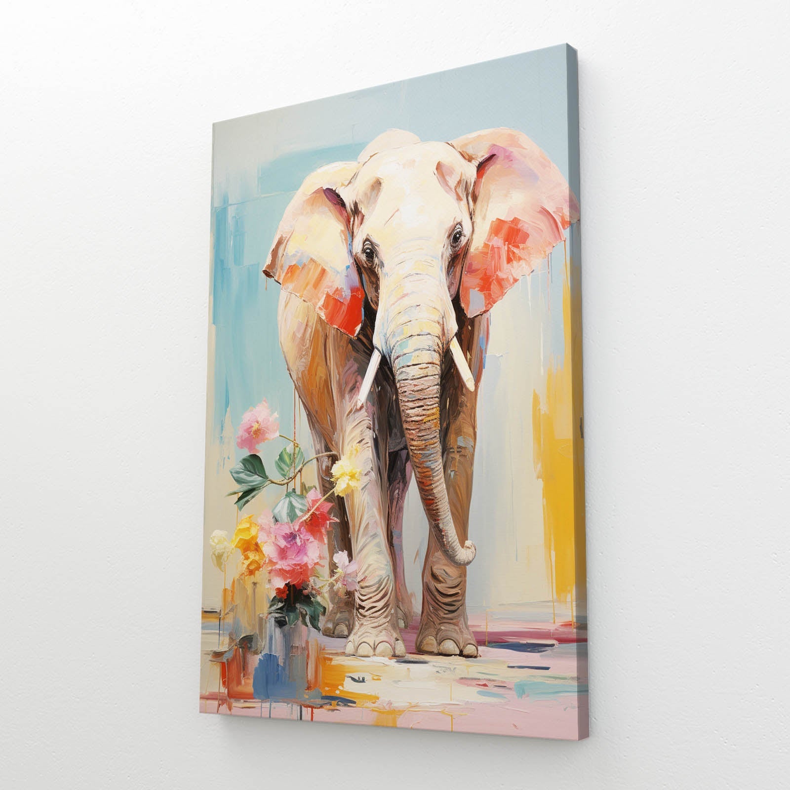 Floral Pastel Elephant Art
