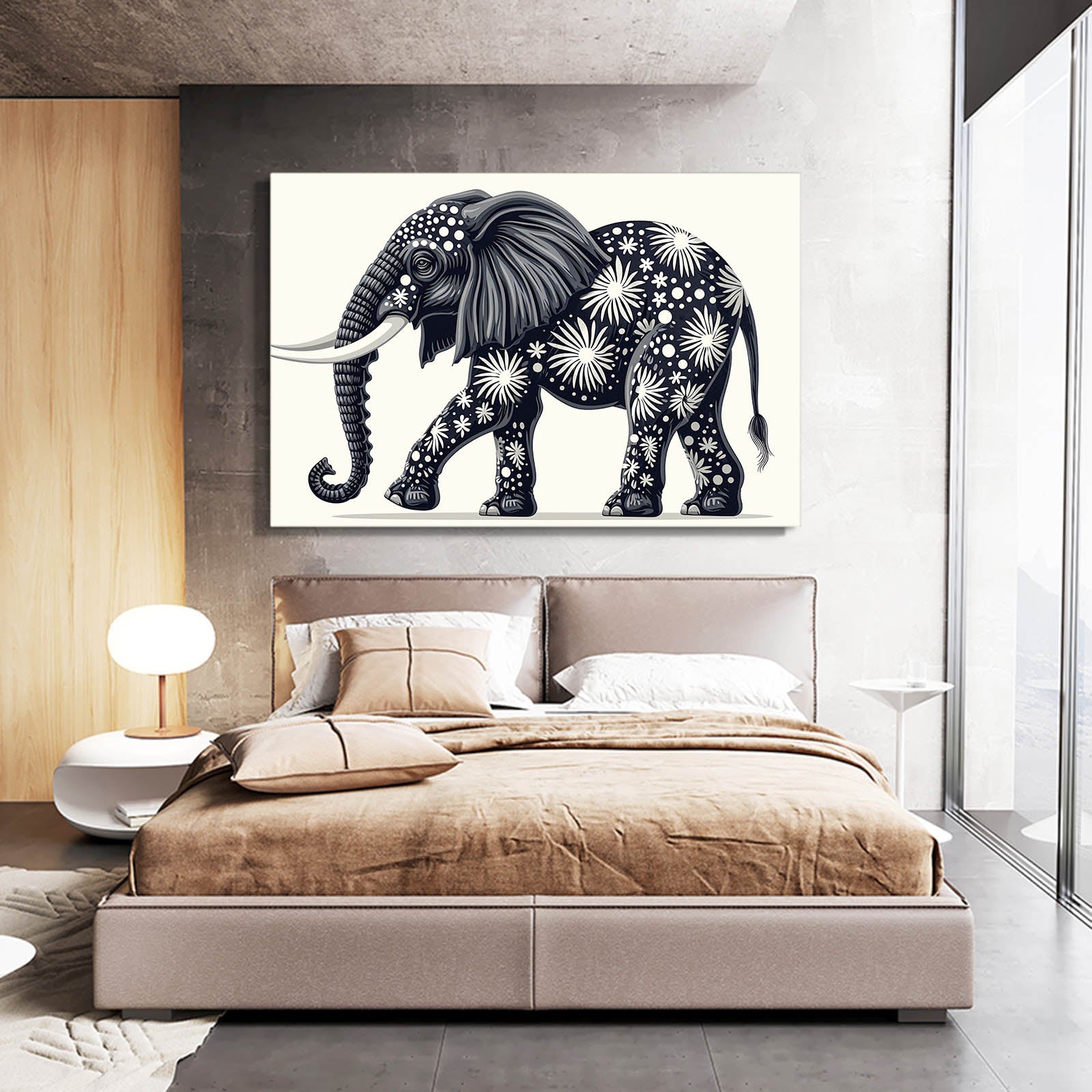 Floral Pattern Elephant Art