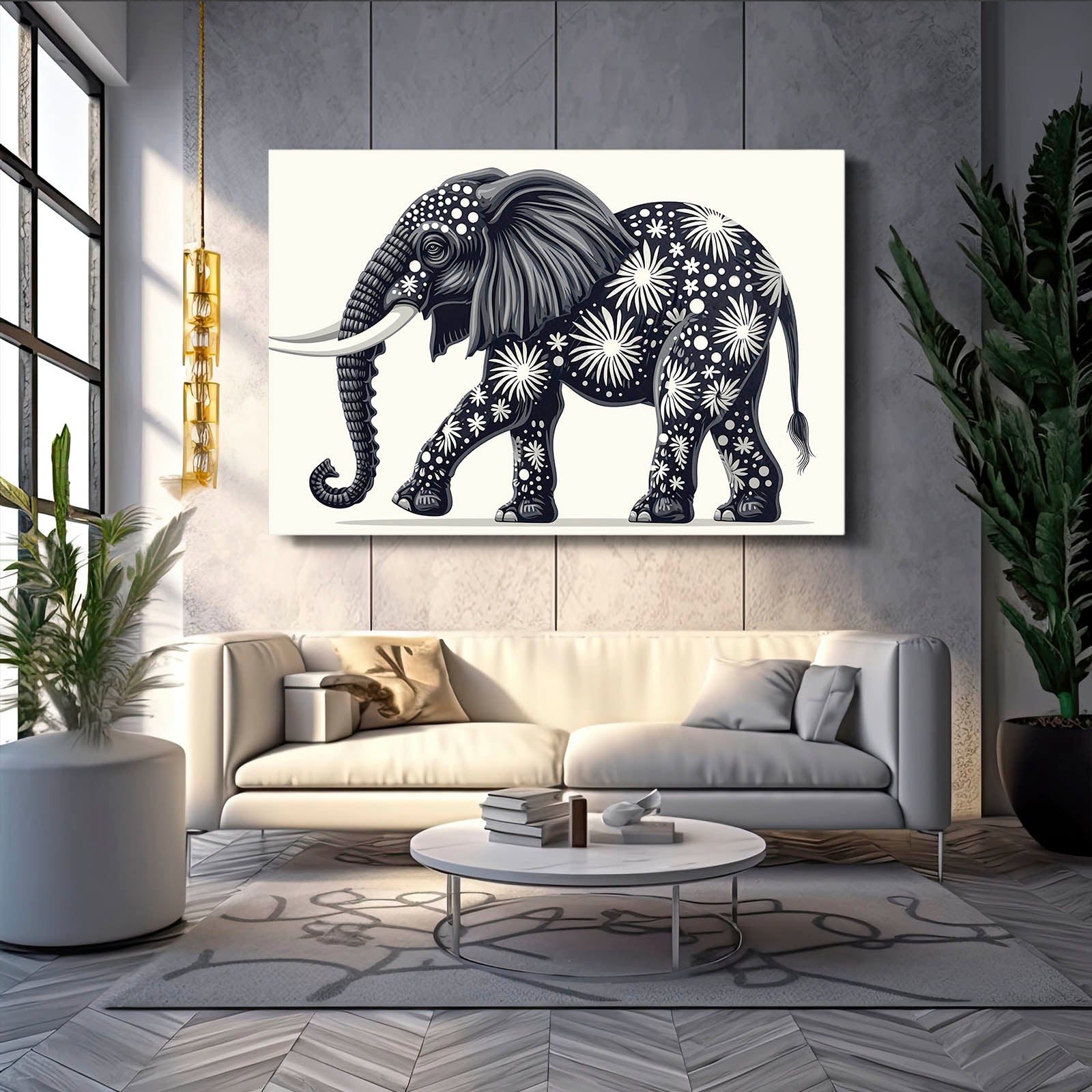 Floral Pattern Elephant Art