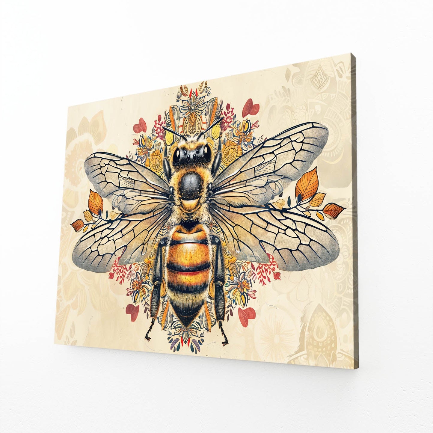 Folk Floral Bee Art