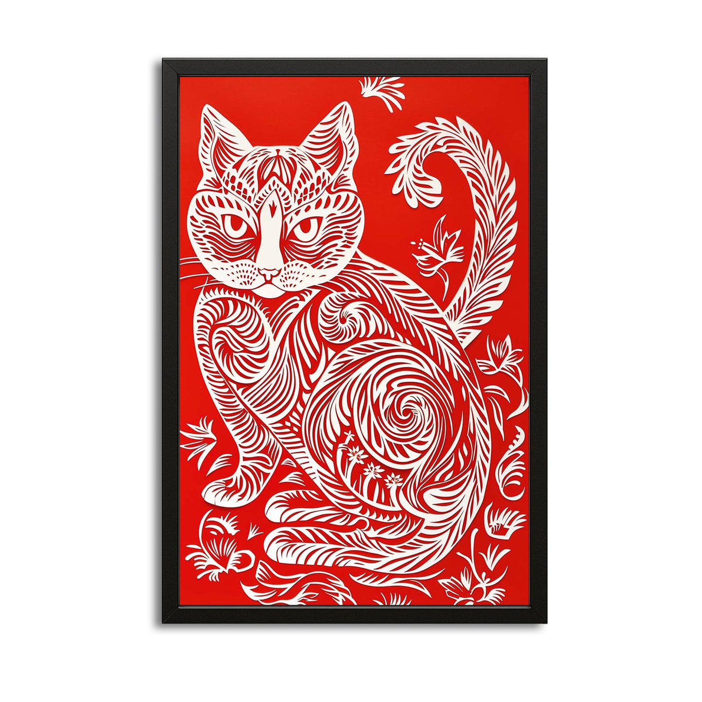 Folk Pattern Cat Wall Art