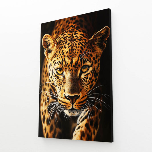 Forest Shadow Gaze Leopard Wall Decor – angled canvas view on white background