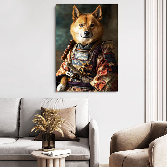 Foxy Samurai Art — digital canvas print in brown tones, view 3