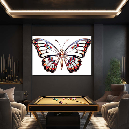 Geometric Butterfly Wall Art — contemporary canvas print in white tones, view 3