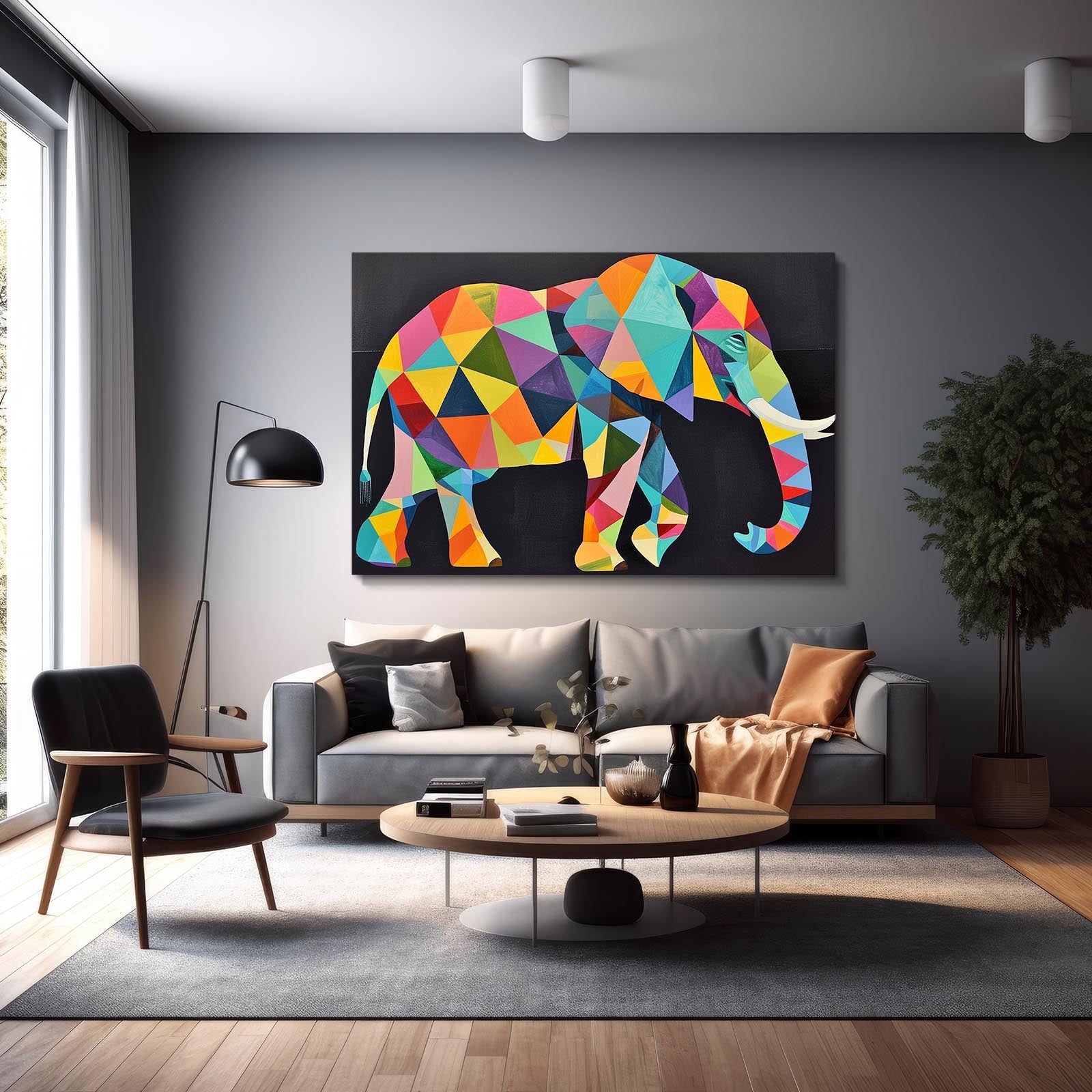 Geometric Color Pop Elephant Art