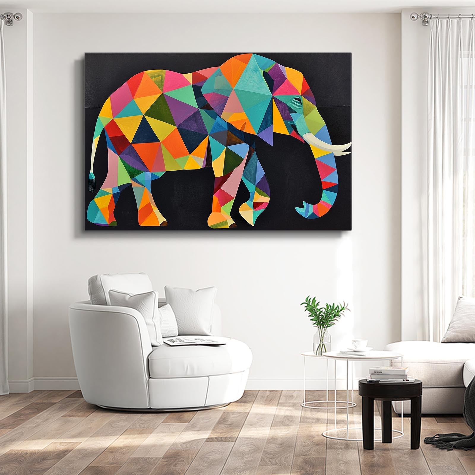 Geometric Color Pop Elephant Art
