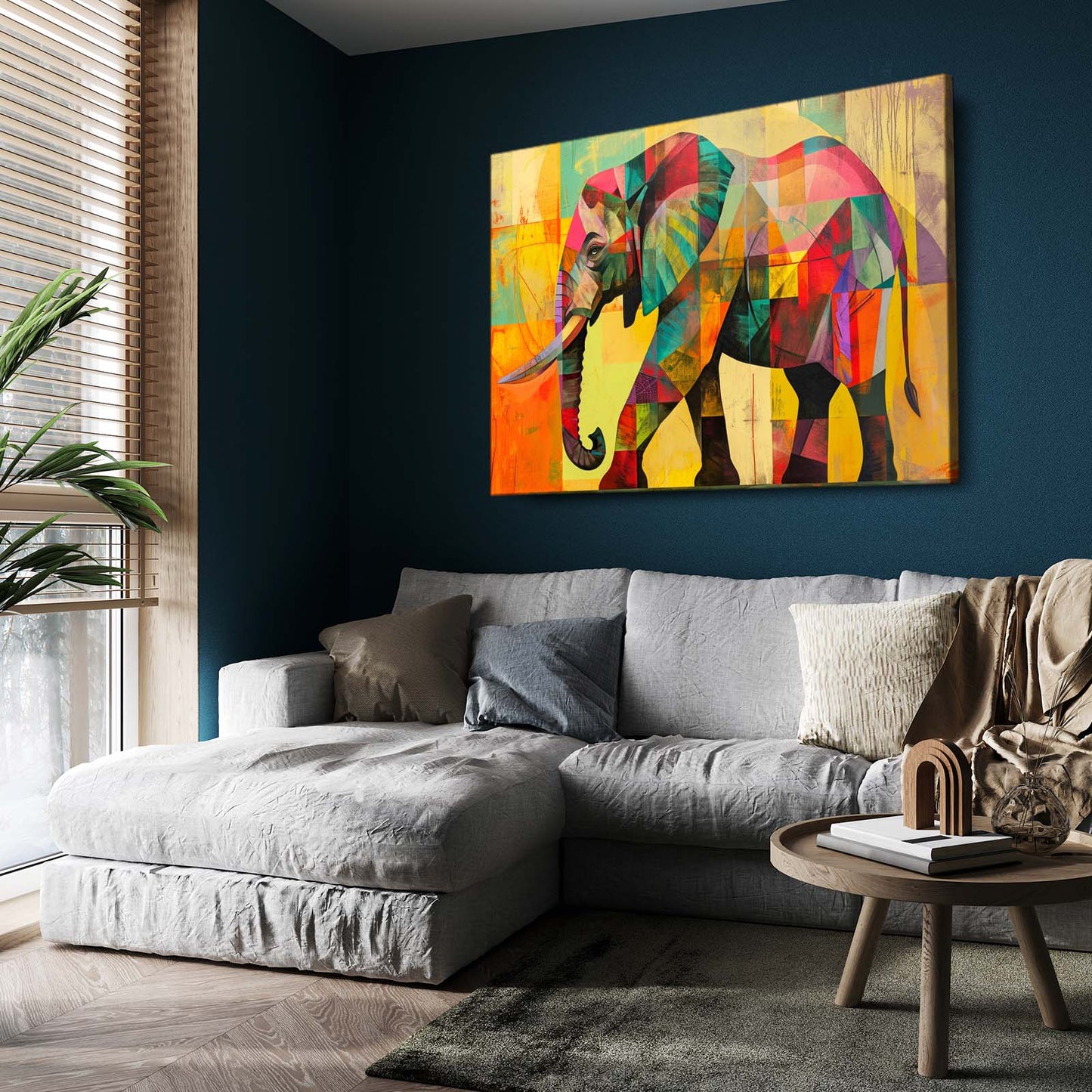 Geometric Colorful Elephant Art