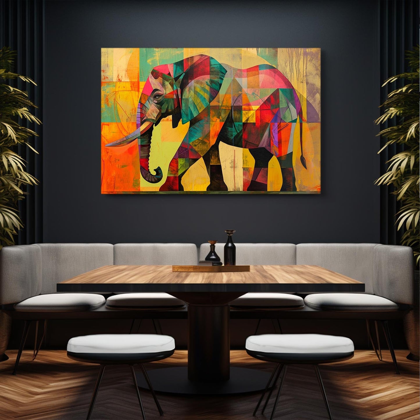 Geometric Colorful Elephant Art