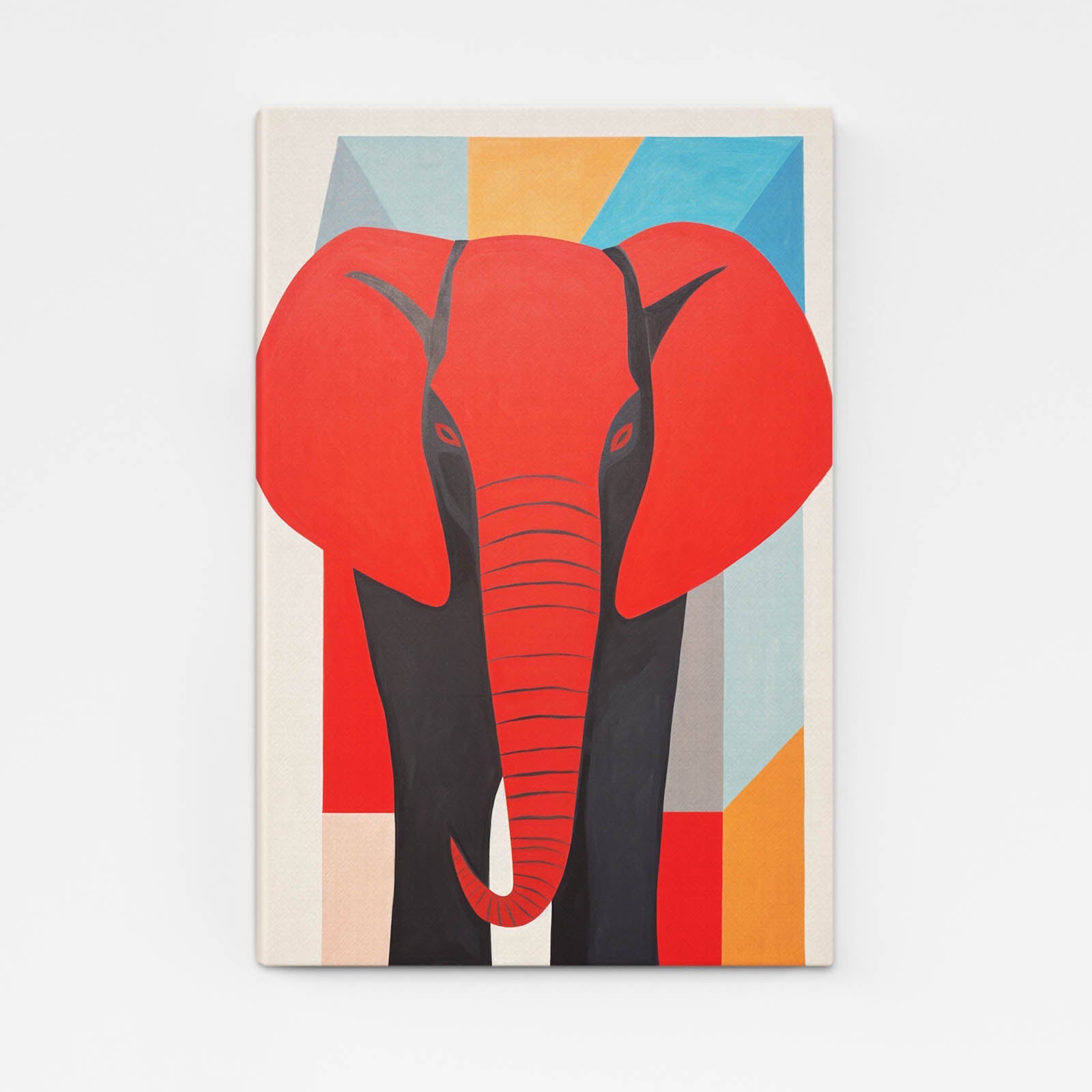Geometric Red Elephant Art