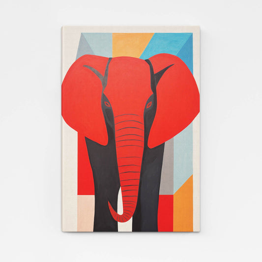 Geometric Red Elephant Art