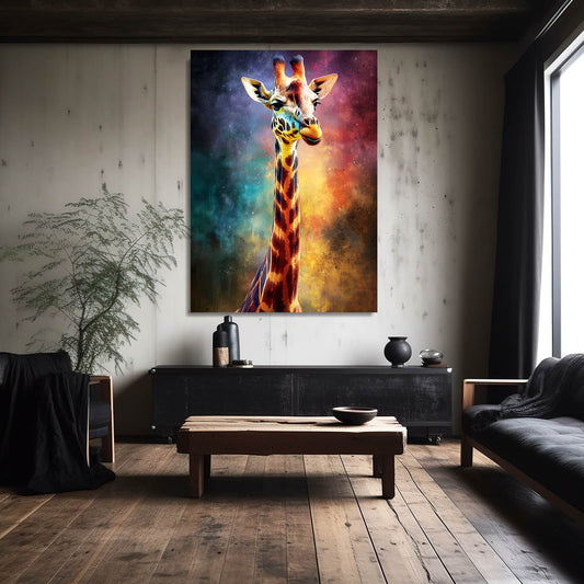 Giraffe Canvas Wall Art — digital canvas print in orange tones, view 4