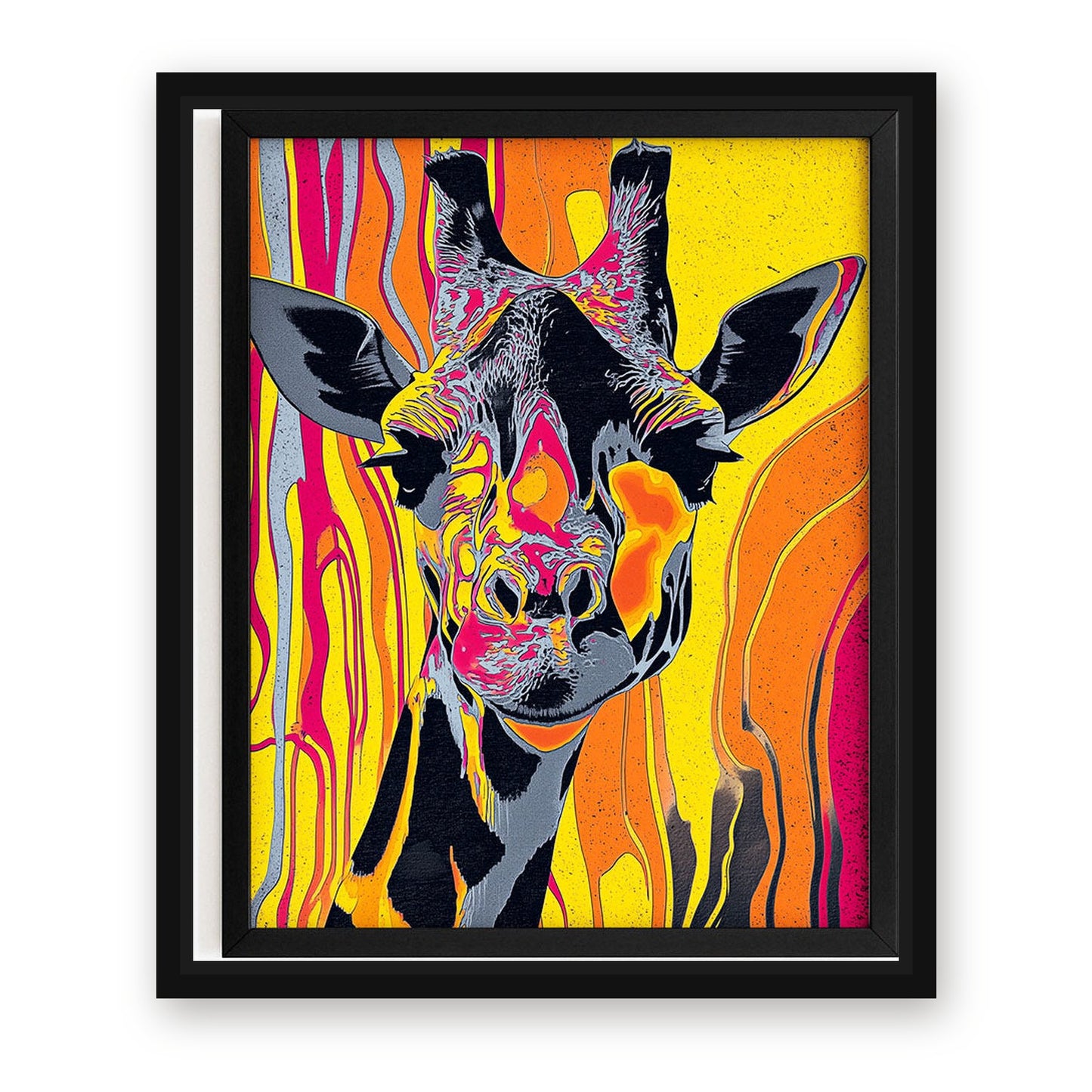 Giraffe Canvas – with Premium Black frame on white background
