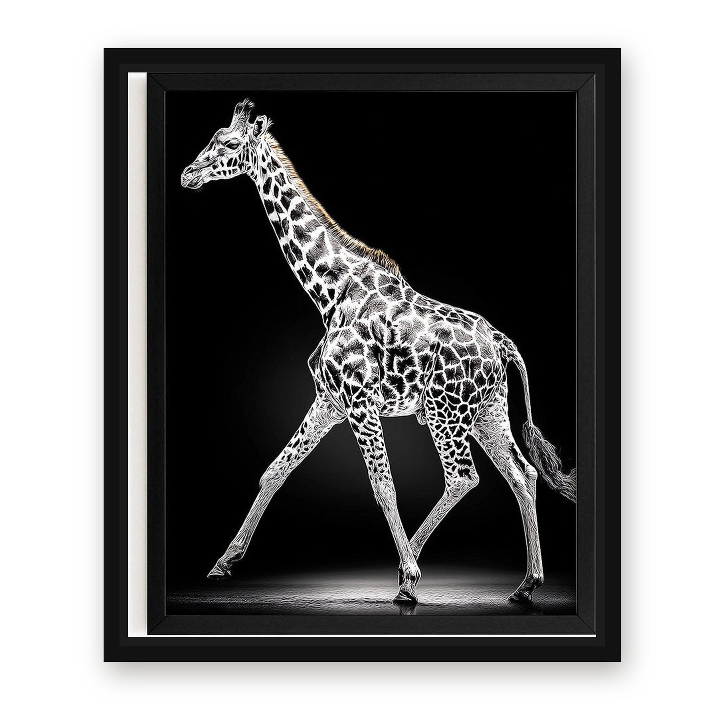 Giraffe Print Canvas – with Premium Black frame on white background