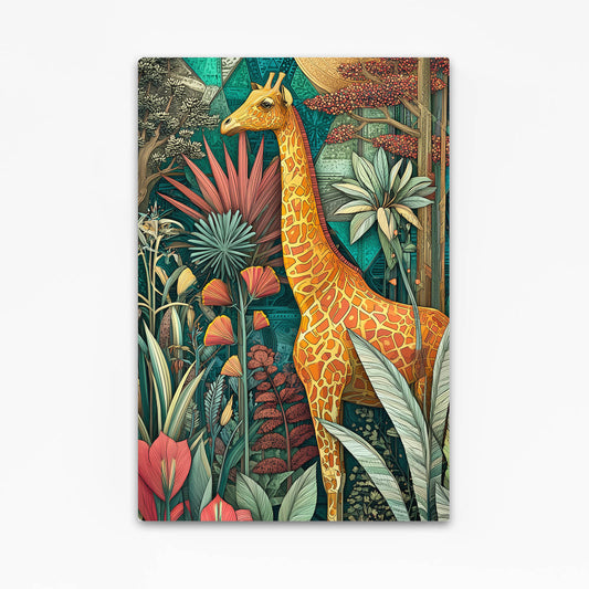Notebook cover with a giraffe and tropical plants design on a white background