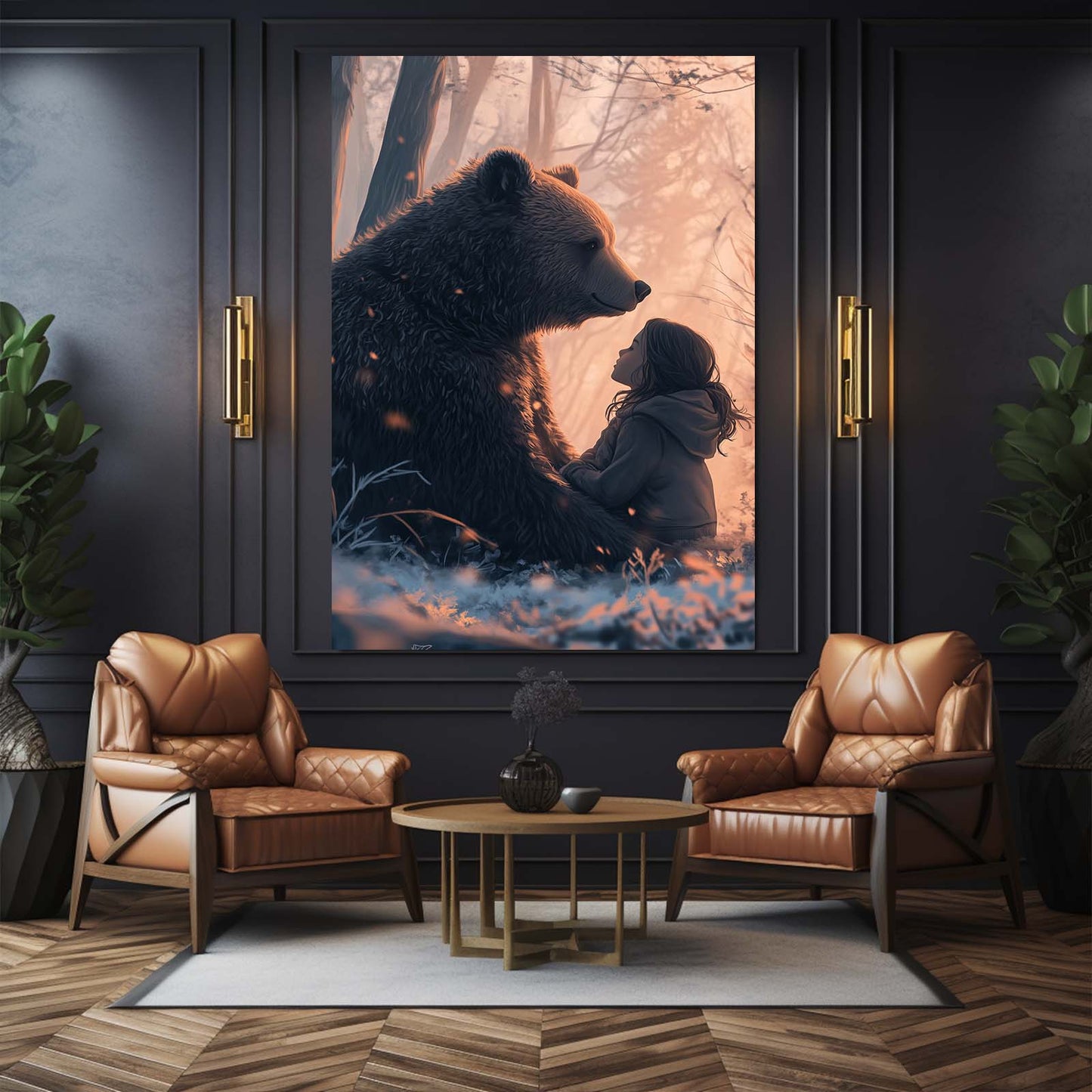 Girl And Bear Art