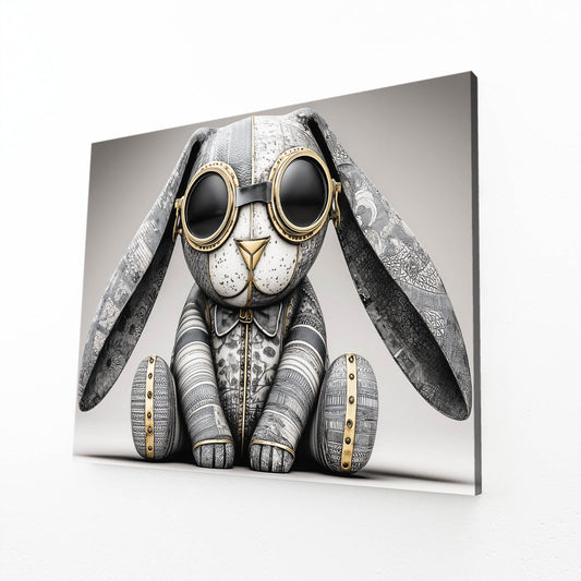Glasses Rabbit Canvas Art – angled canvas view on white background